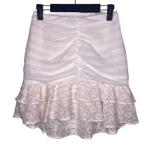 Red Carter Womens Skirt Size XS White Short Ruffle Summer Wear Lined Rushed